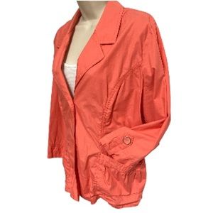 CHICOS Blazer Jacket Coral Salamander Lightweight 3/4 Sleeves Womens Large